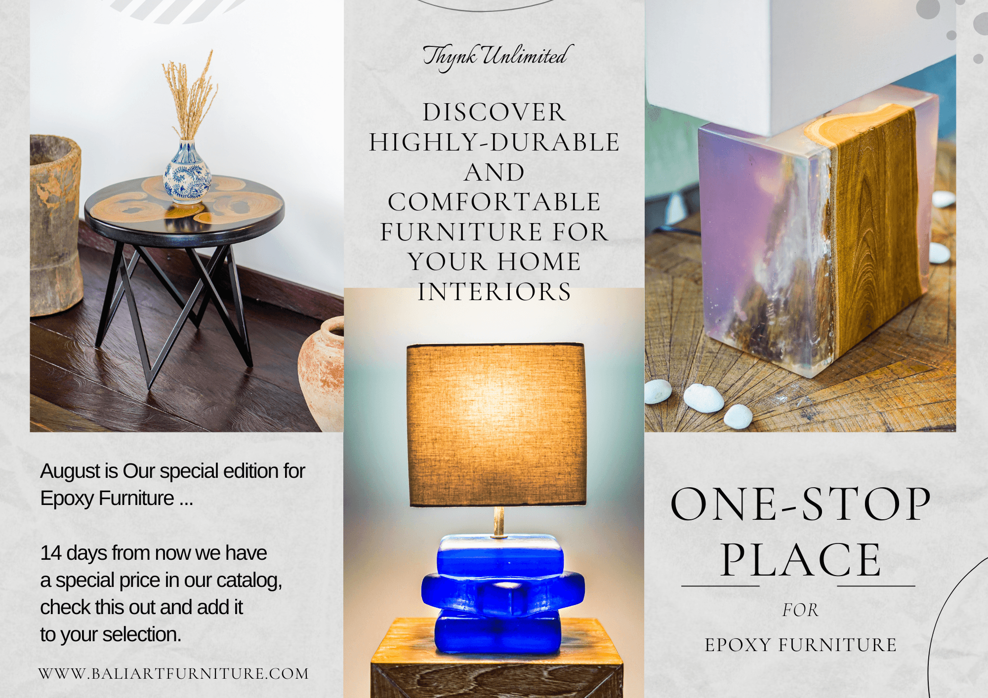 Epoxy Furniture lamp side table manufacturer Bali