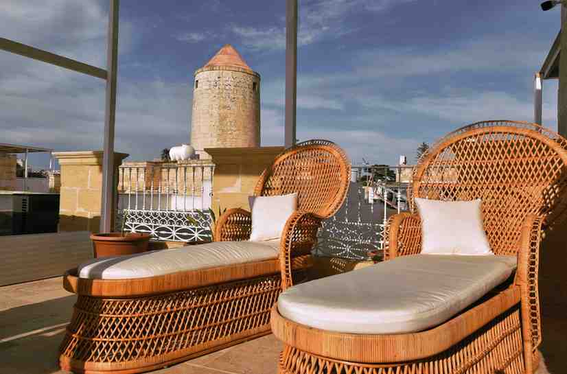 roof top sun lounger in Rattan 5 suite hotel in Malta