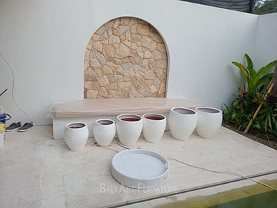 Villa in Kerobokan Bali by Baliartfurniture manufacturer Indonesian potteries installation